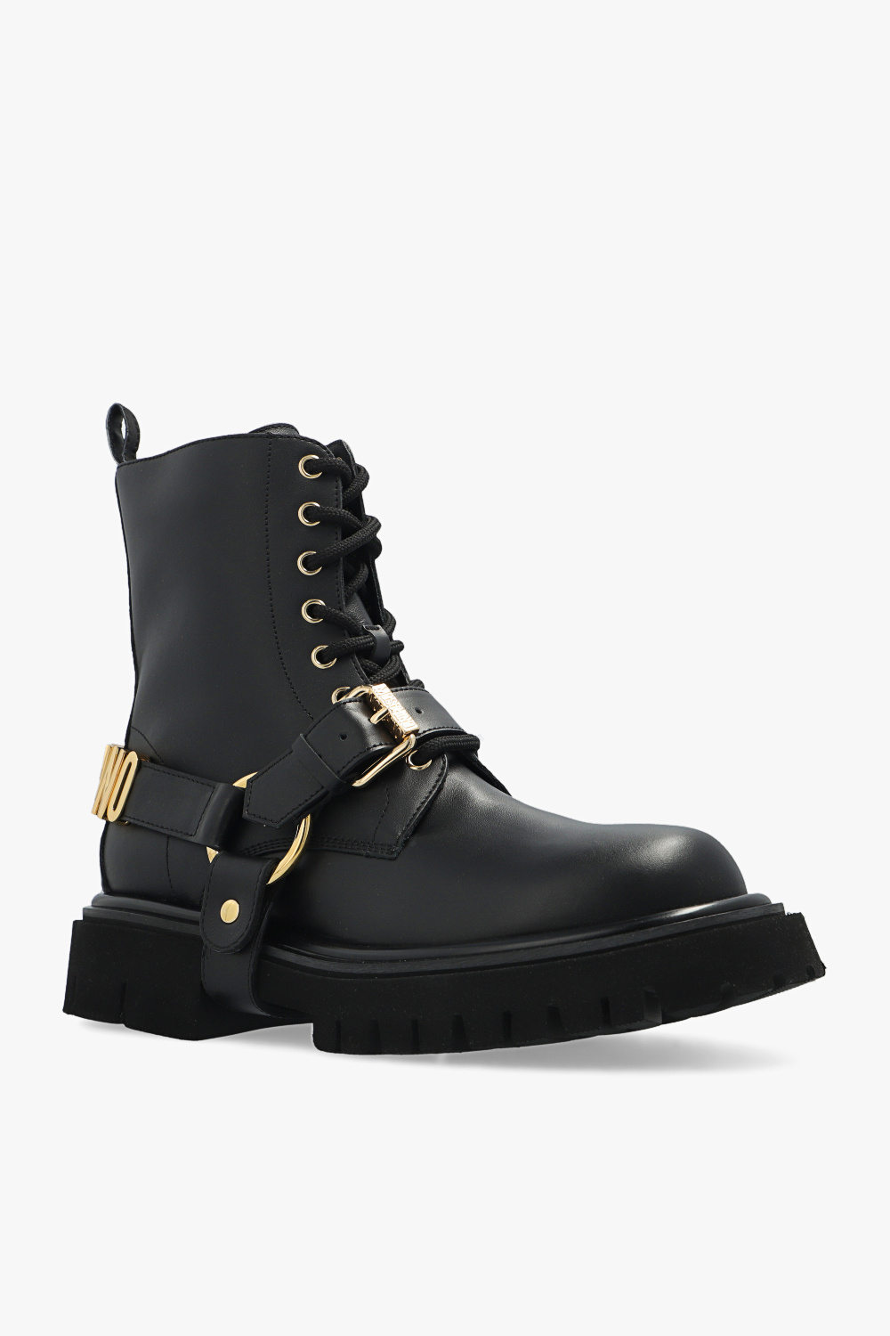 Leather ankle boots with logo Moschino